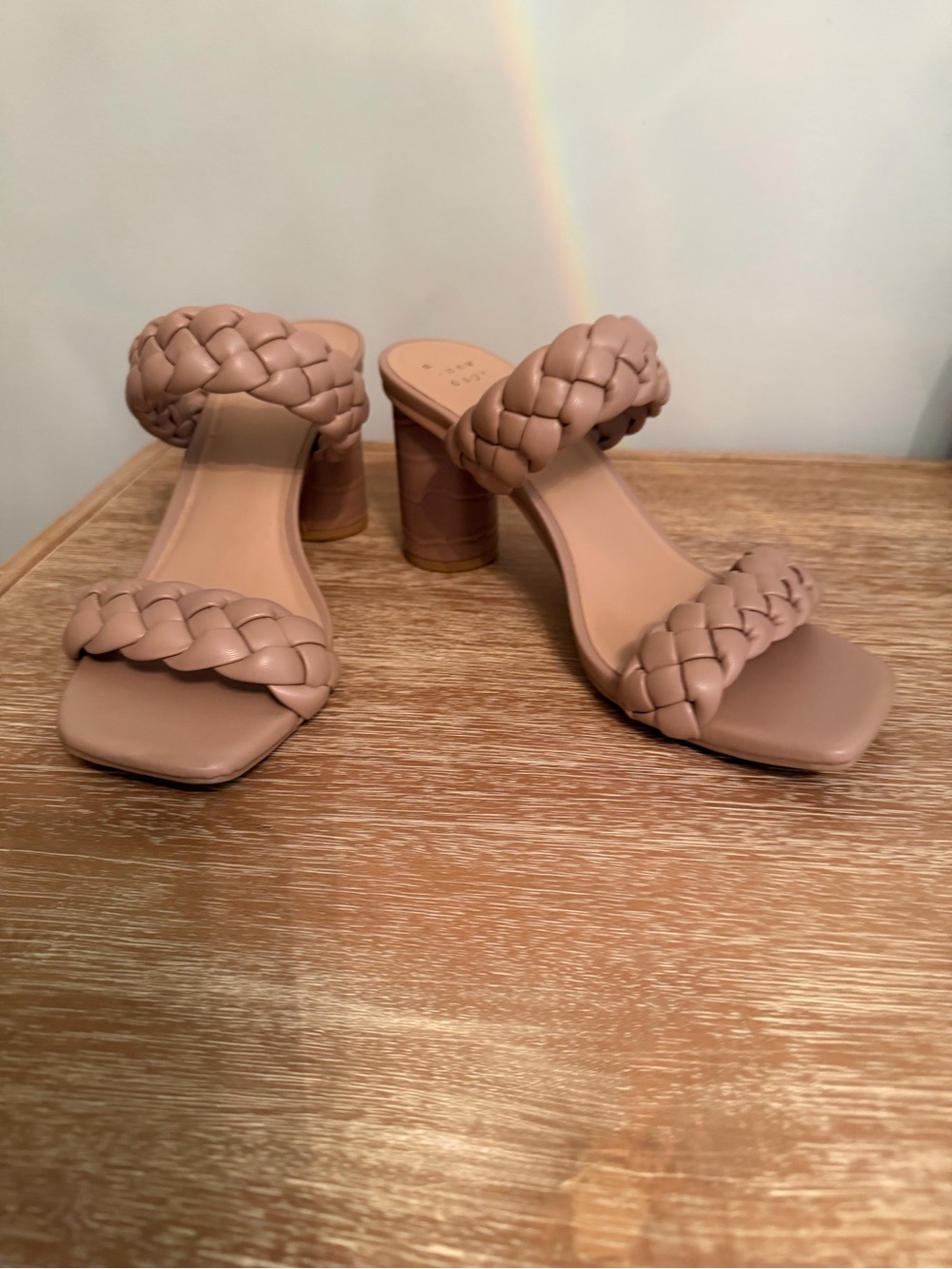Braided Dual-Strap Block Heel Sandals - Nude